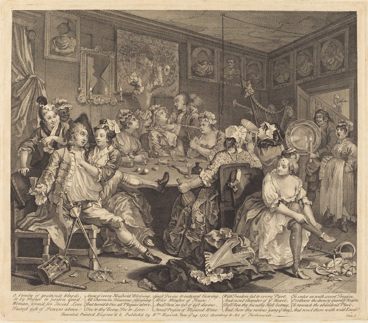 O Progresso de um Rake: pl.3 de William Hogarth