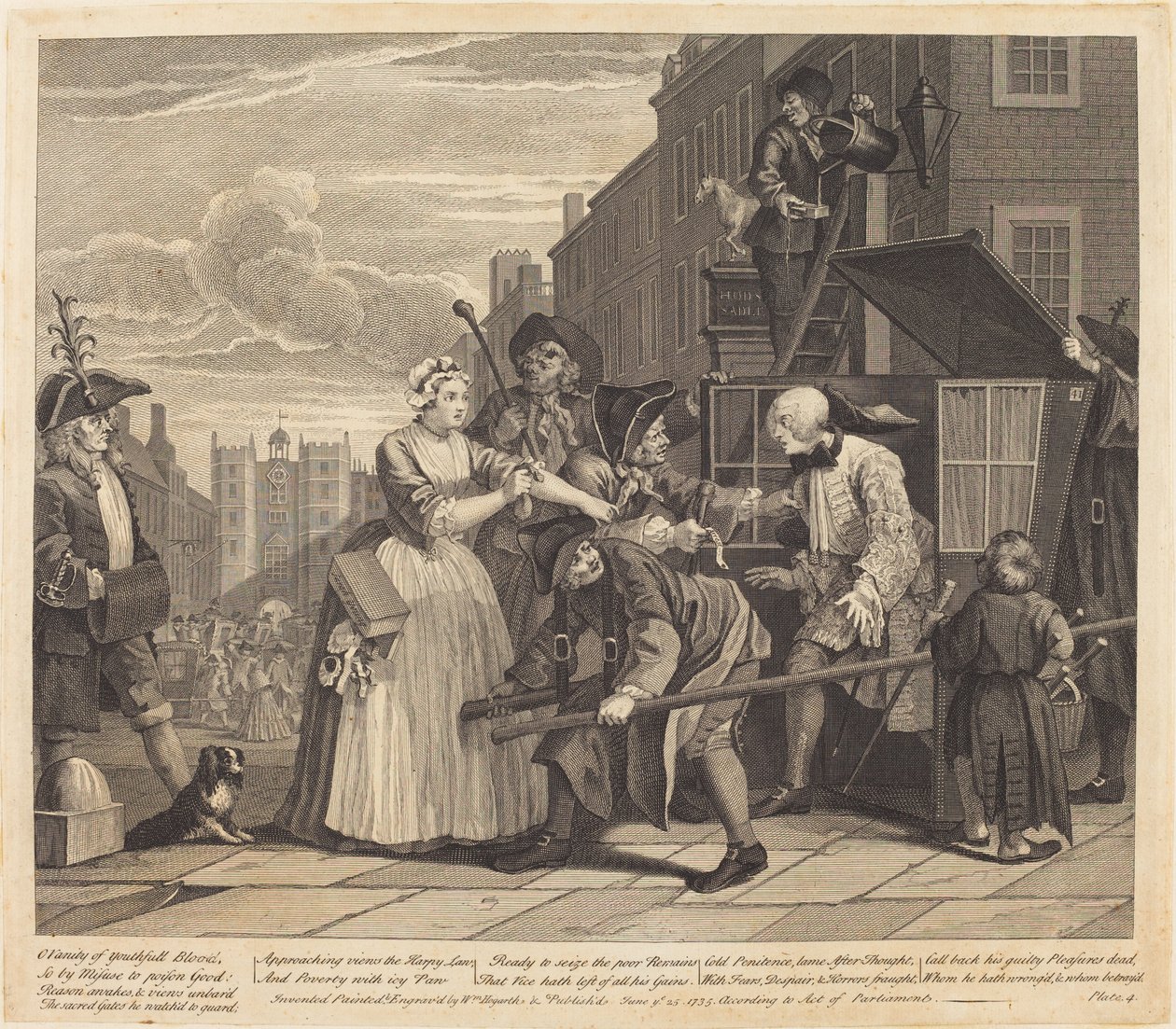 O Progresso de um Rake: pl.4 de William Hogarth