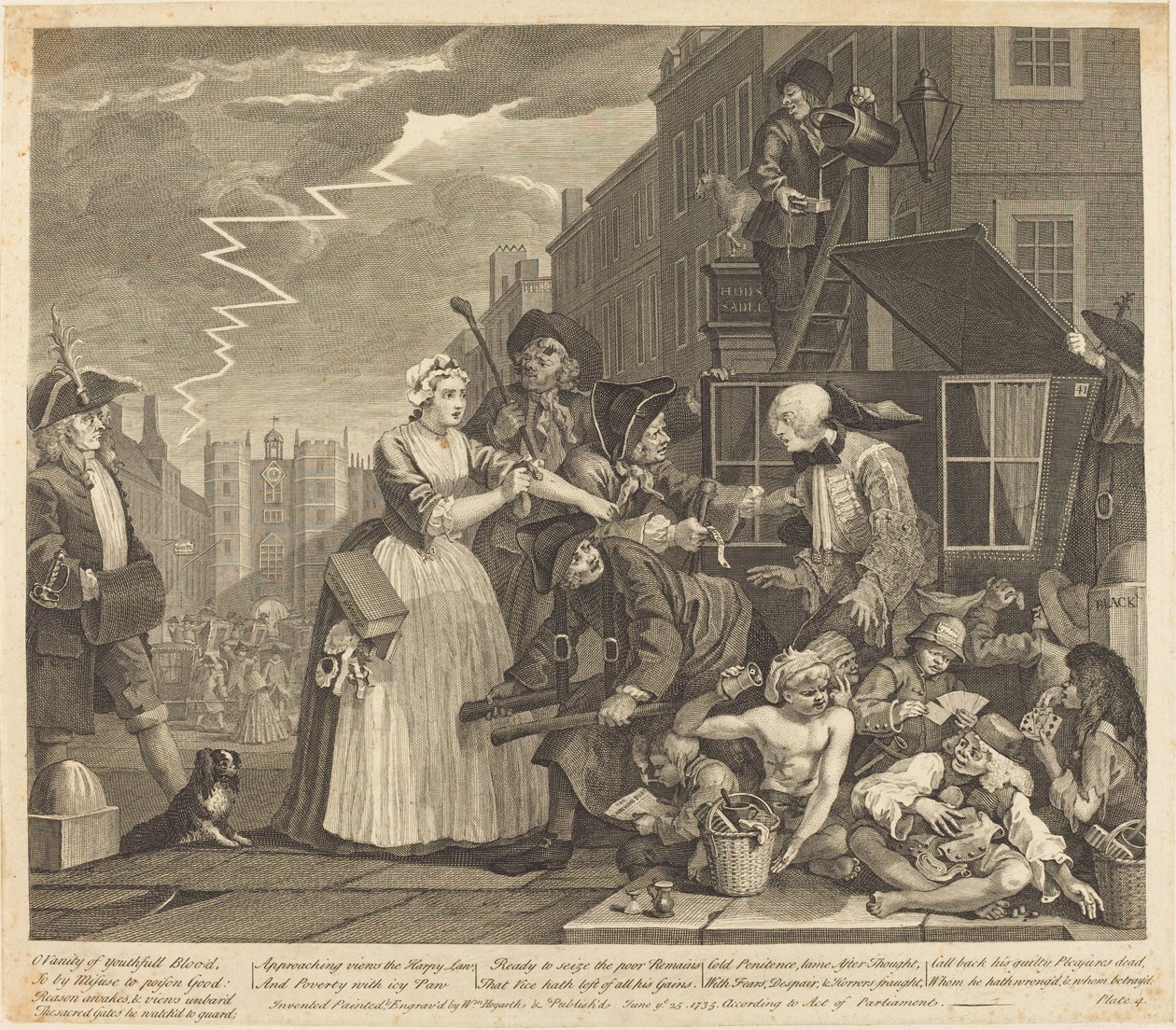 O Progresso de um Rake: pl.4 de William Hogarth
