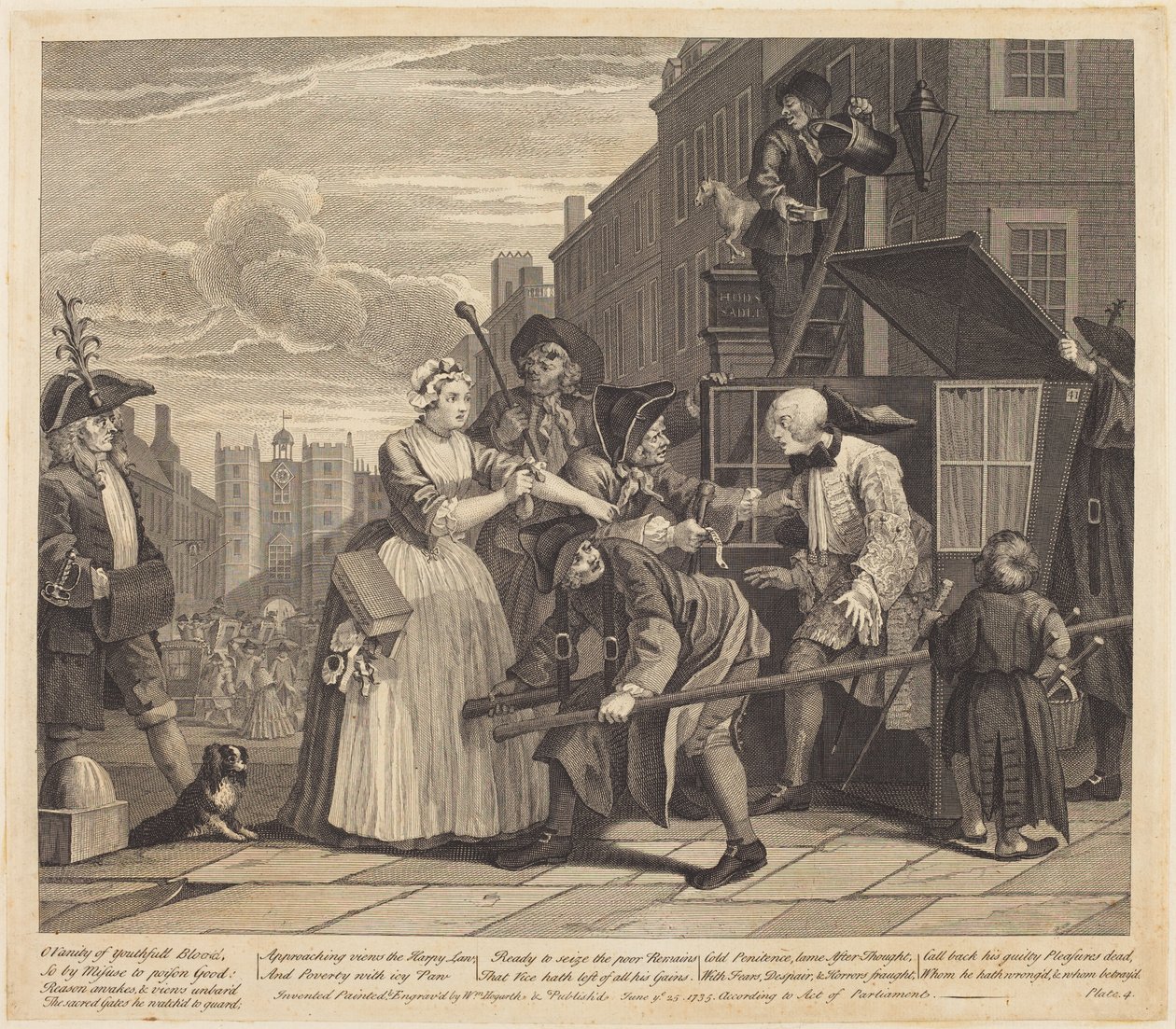 A Ascensão de um Libertino: pl. 4 de William Hogarth
