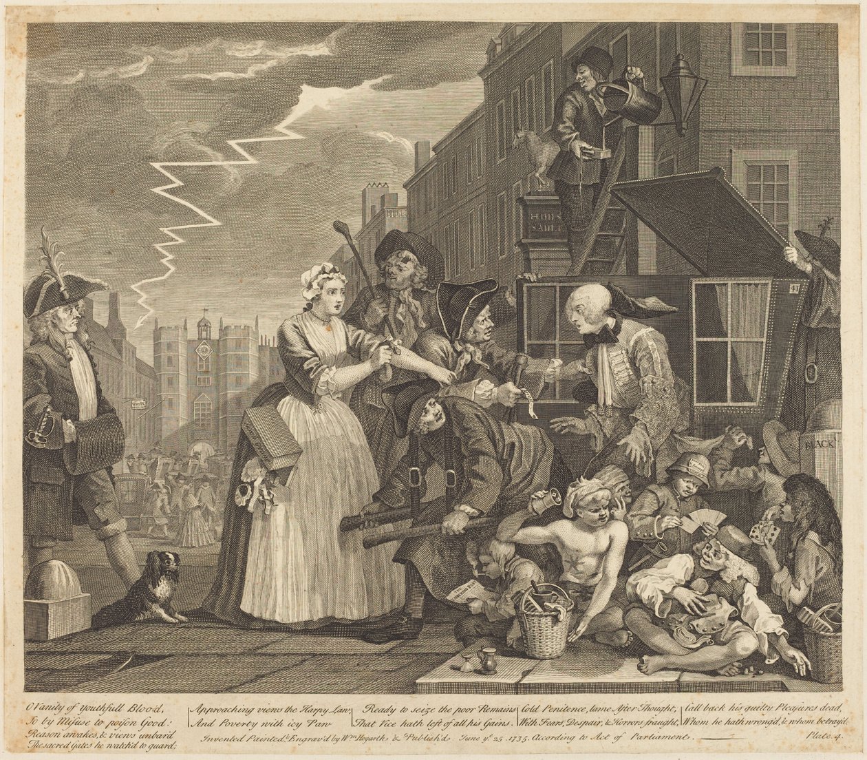A carreira de um libertino: prancha 4 de William Hogarth