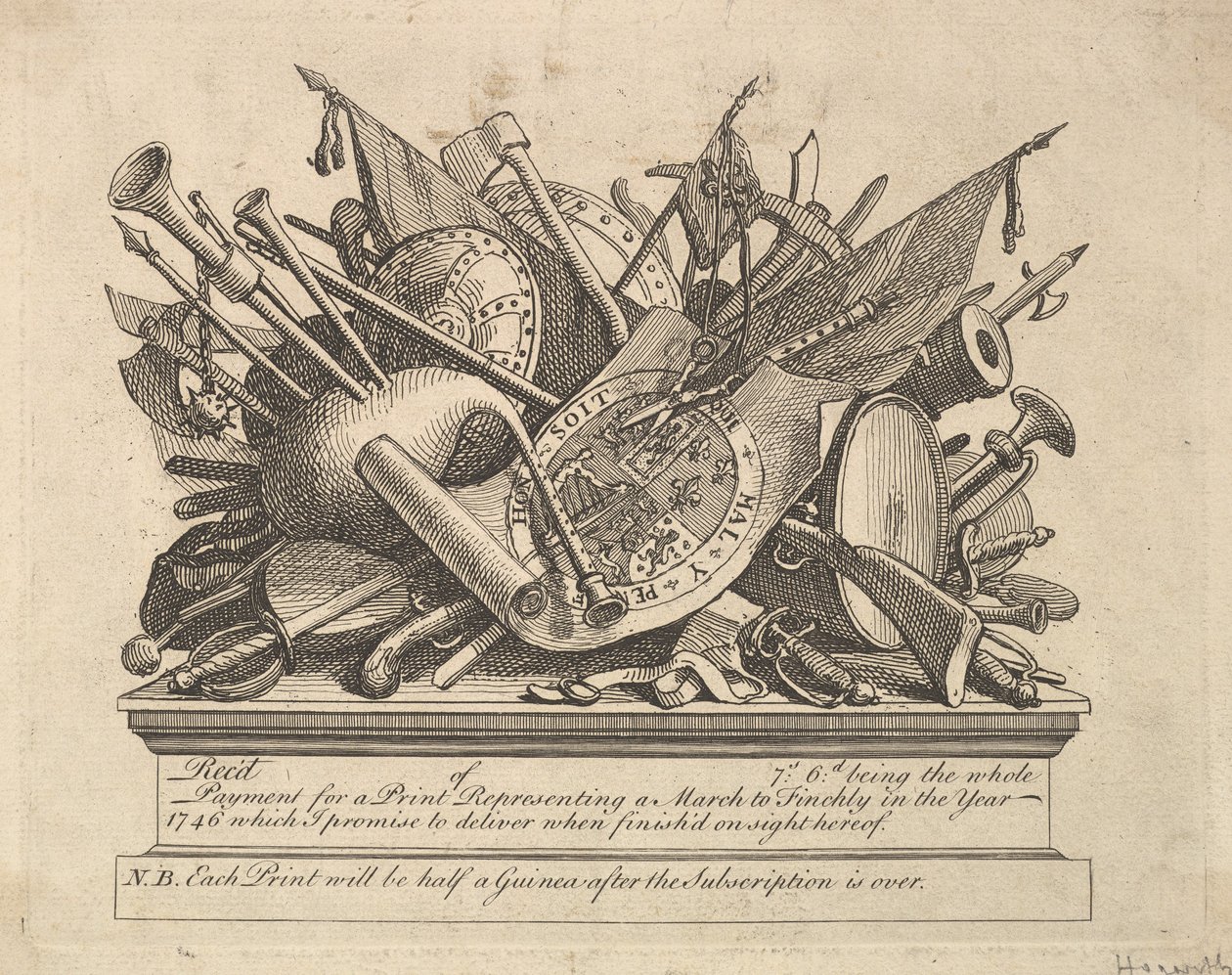 A Stand of Arms, Instrumentos Musicais, etc., março de 1749-50. de William Hogarth