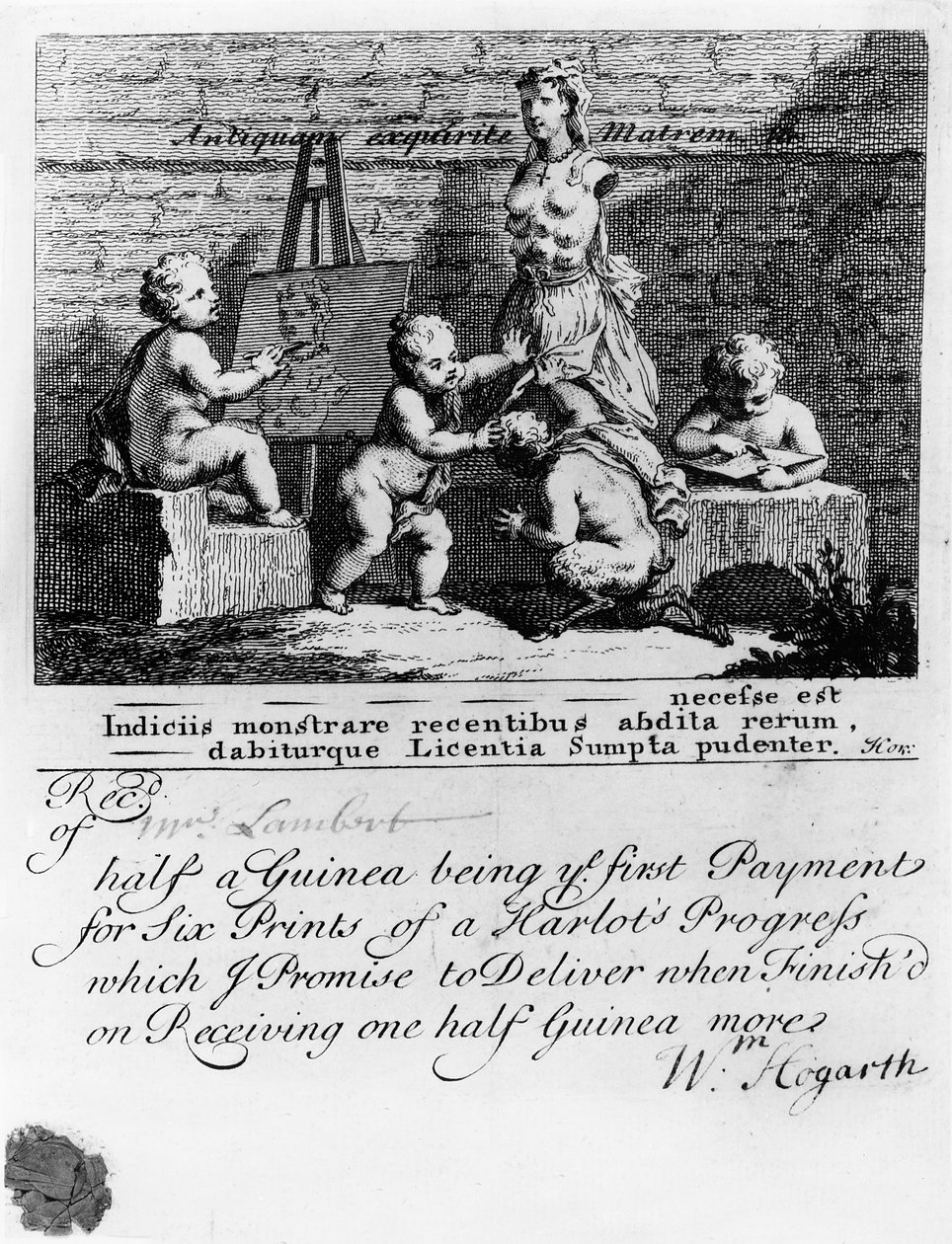 Um Bilhete de Assinatura para &39;Progresso de Uma Prostituta&39;, 1731 de William Hogarth