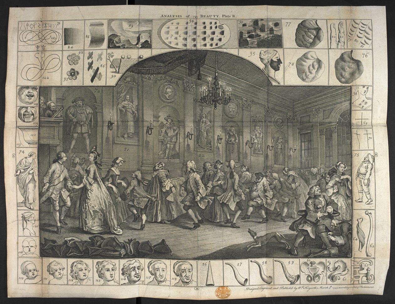 Um grande número de pessoas a dançar de William Hogarth