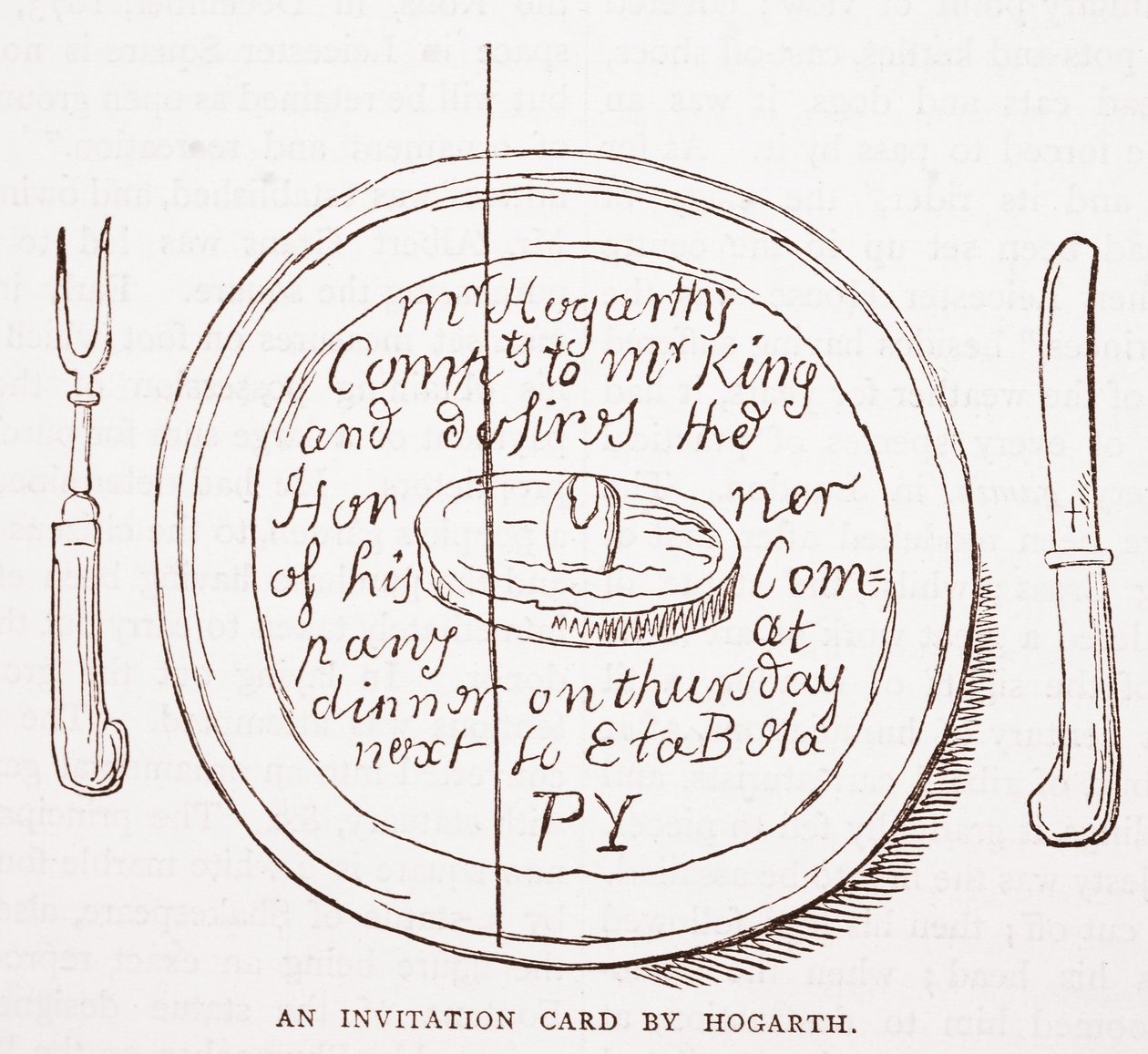 Um cartão de convite por Hogarth de William Hogarth