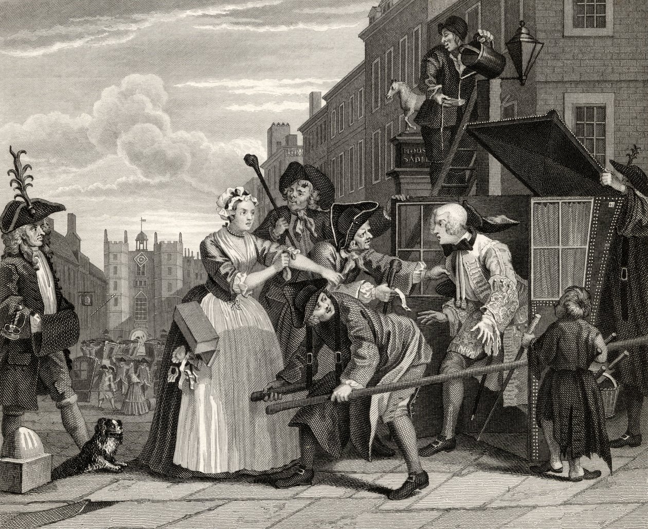 Preso por dívida, placa V de &39;A Rake&39;s Progress&39;, de &39;The Works of William Hogarth&39;, publicado em 1833 de William Hogarth