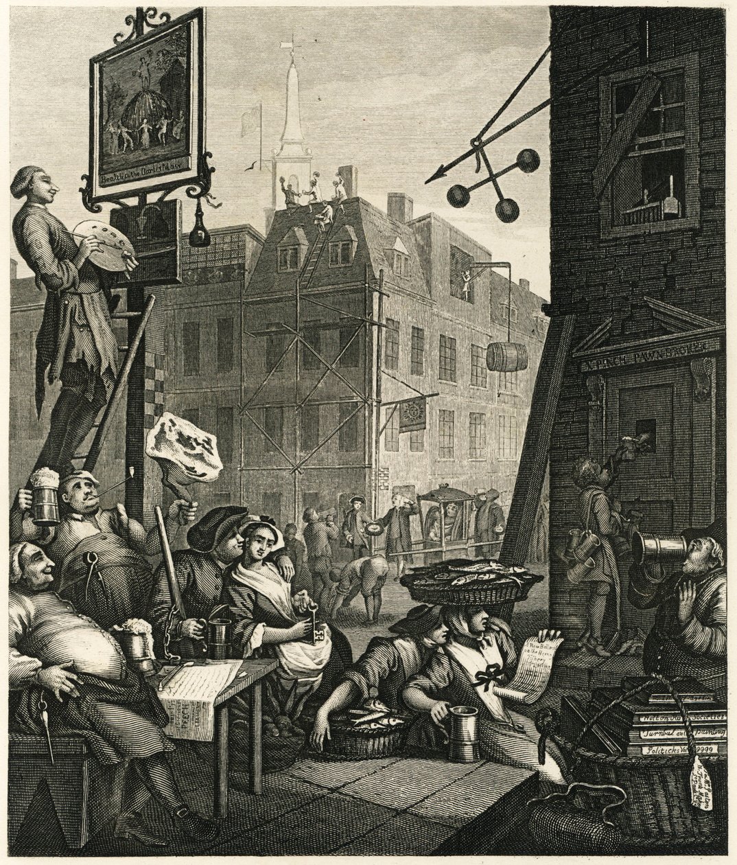 Rua da Cerveja, 1751. de William Hogarth