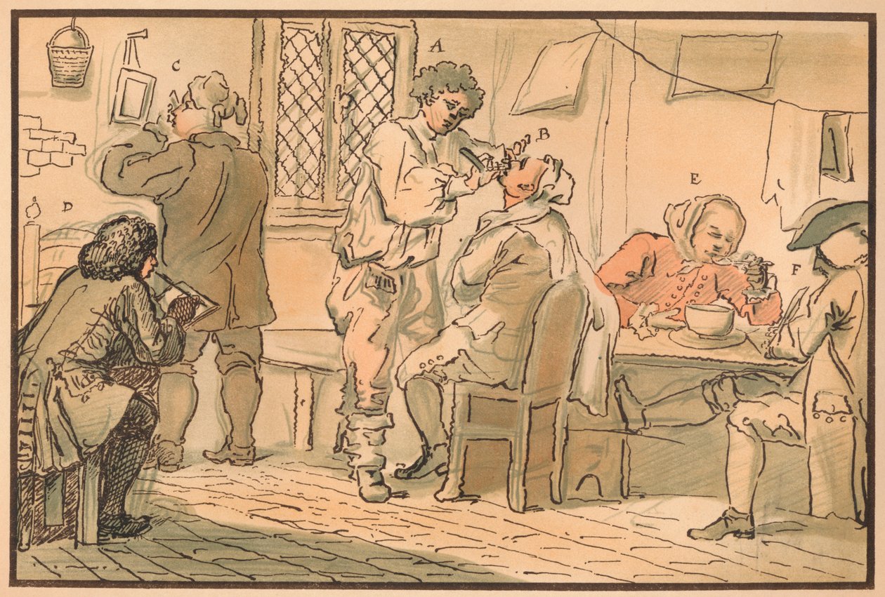 Cena do café da manhã da peregrinação dos cinco dias, 1732 de William Hogarth