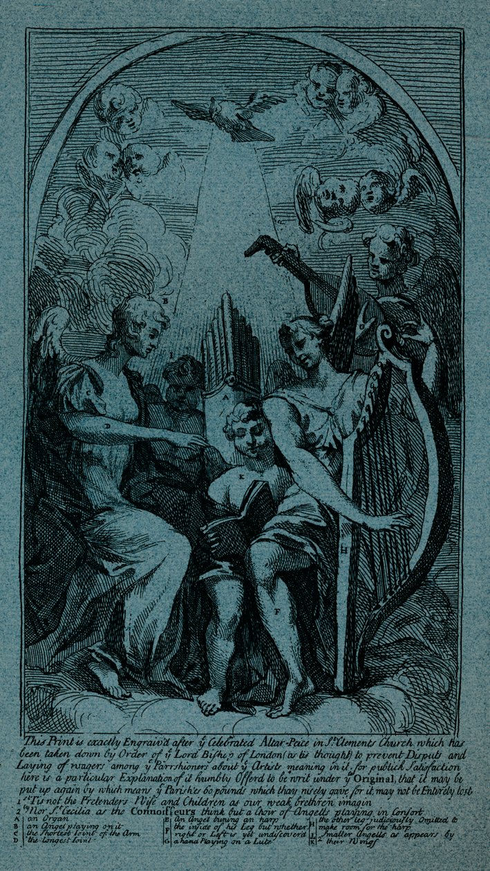 Burlesque no retábulo de Kents em St Clement Danes, c1725 de William Hogarth