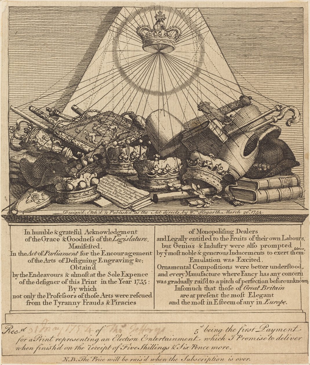 Coroas, Mitras, Maças, Etc. de William Hogarth