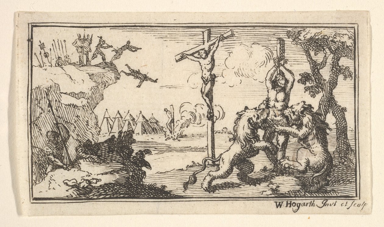 Crucificação, etc. John Beaver, Castigos Militares Romanos, 1725, após 1725. de William Hogarth