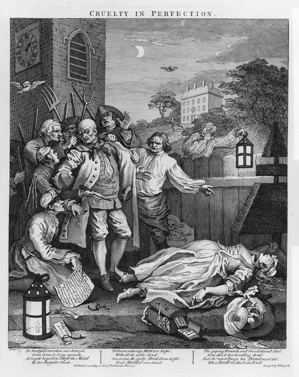 Crueldade na Perfeição, das Quatro Etapas da Crueldade, 1751 de William Hogarth