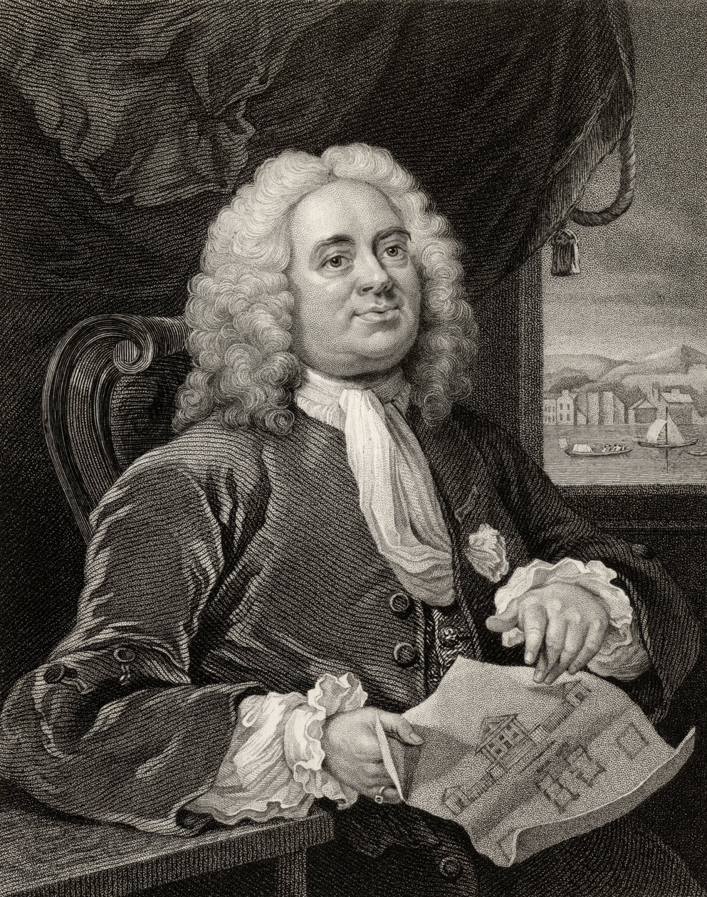 Daniel Lock, gravado por Benjamin Holl (1808-84), de "As obras de William Hogarth", publicado em 1833 de William Hogarth