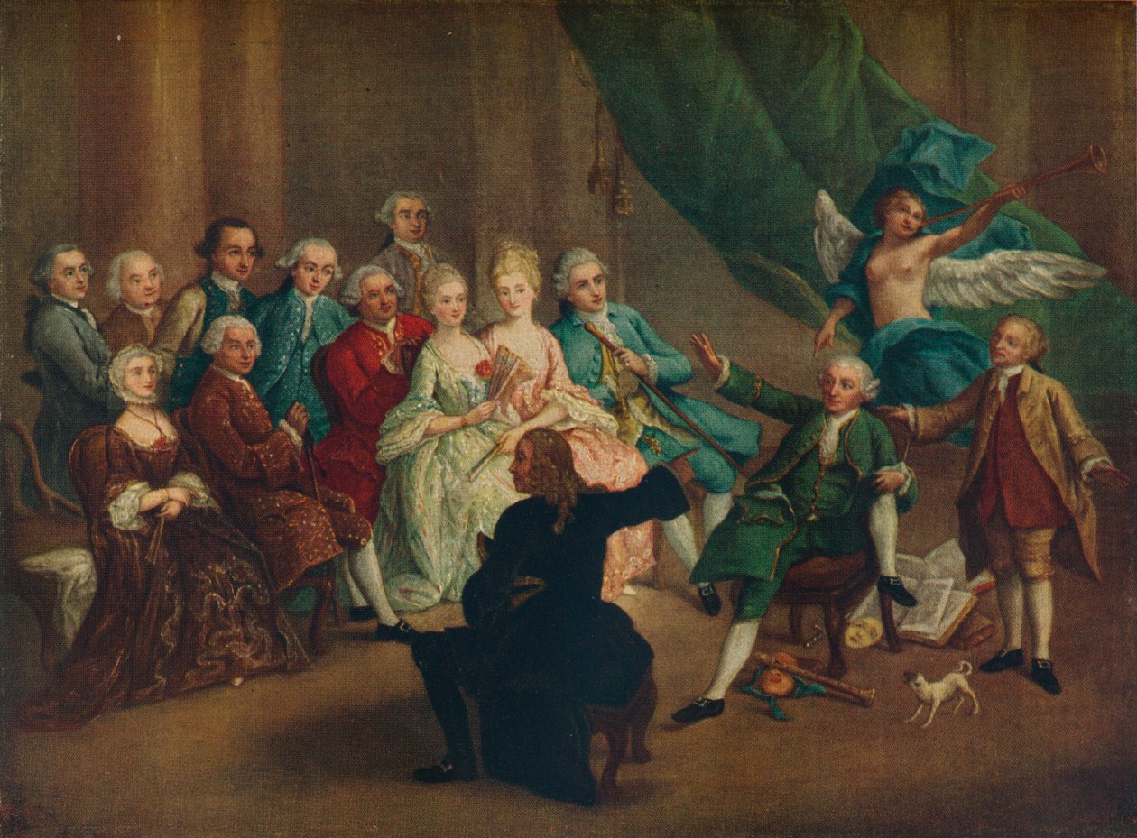 David Garrick na sala verde, século XVIII de William Hogarth