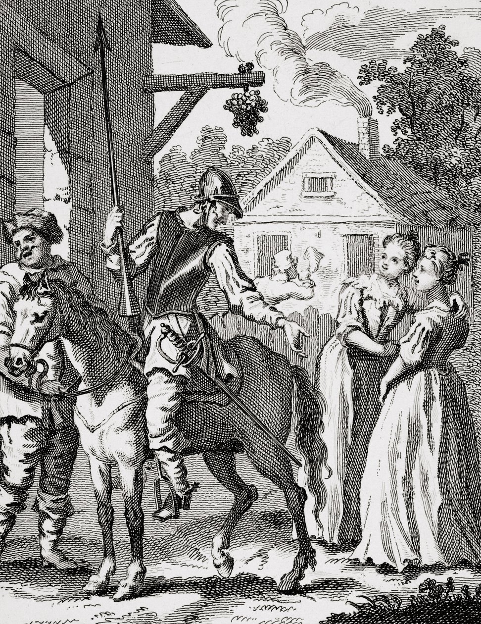 Don Quixote e Sancho Panza em uma pousada, publicado em 1798 de William Hogarth
