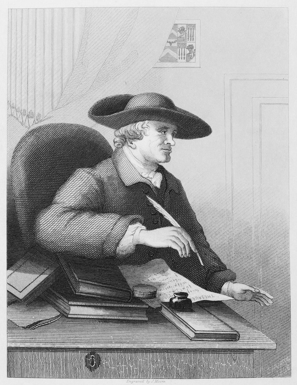 Dr. Thomas Morell o estudioso e impressor Ele é conhecido por ser um libretista e escreveu o relato mais detalhado da colaboração com Handel Engraving por J Moore depois de William Hogarth de William Hogarth