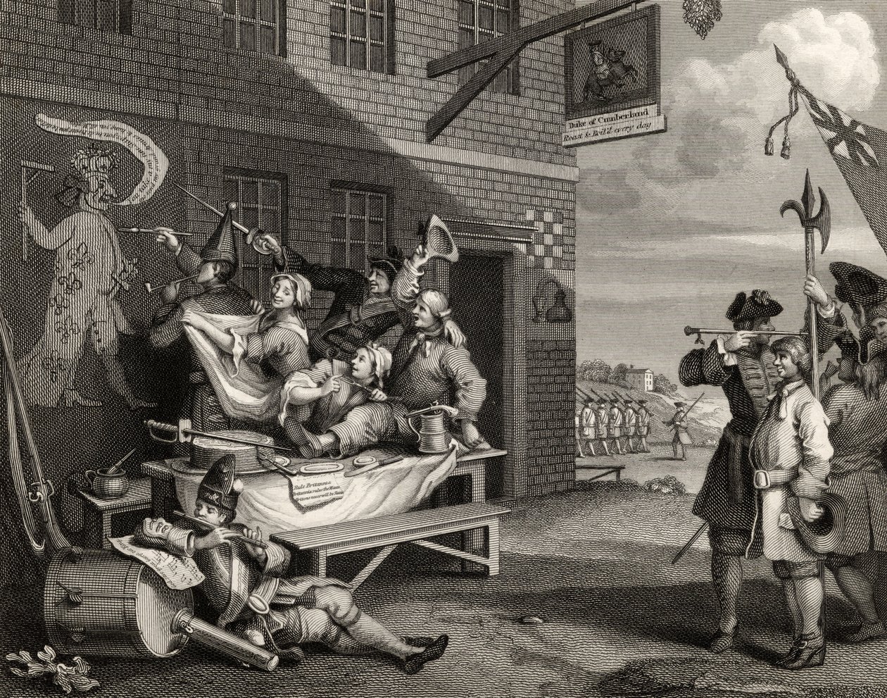 Inglaterra, gravada por Thomas Phillibrown, de "The Works of William Hogarth", publicada em 1833 de William Hogarth