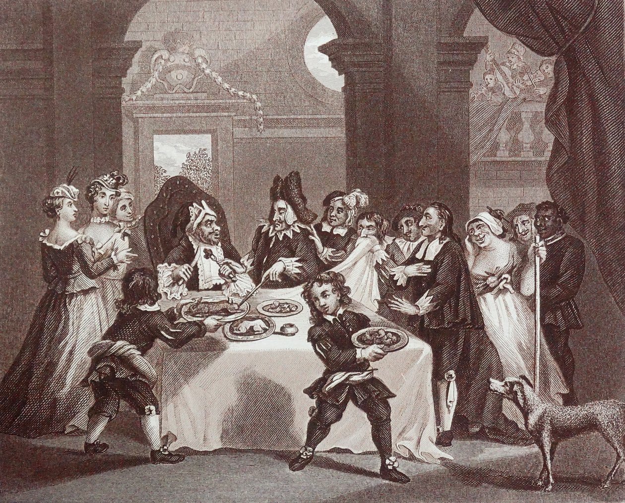 Gravura intitulada "Sancho morto de fome pelo seu médico", de William Hogarth de William Hogarth