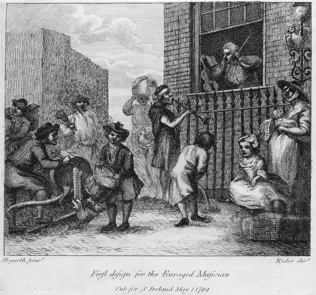 Primeiro design para o músico enfurecido, 1799 de William Hogarth