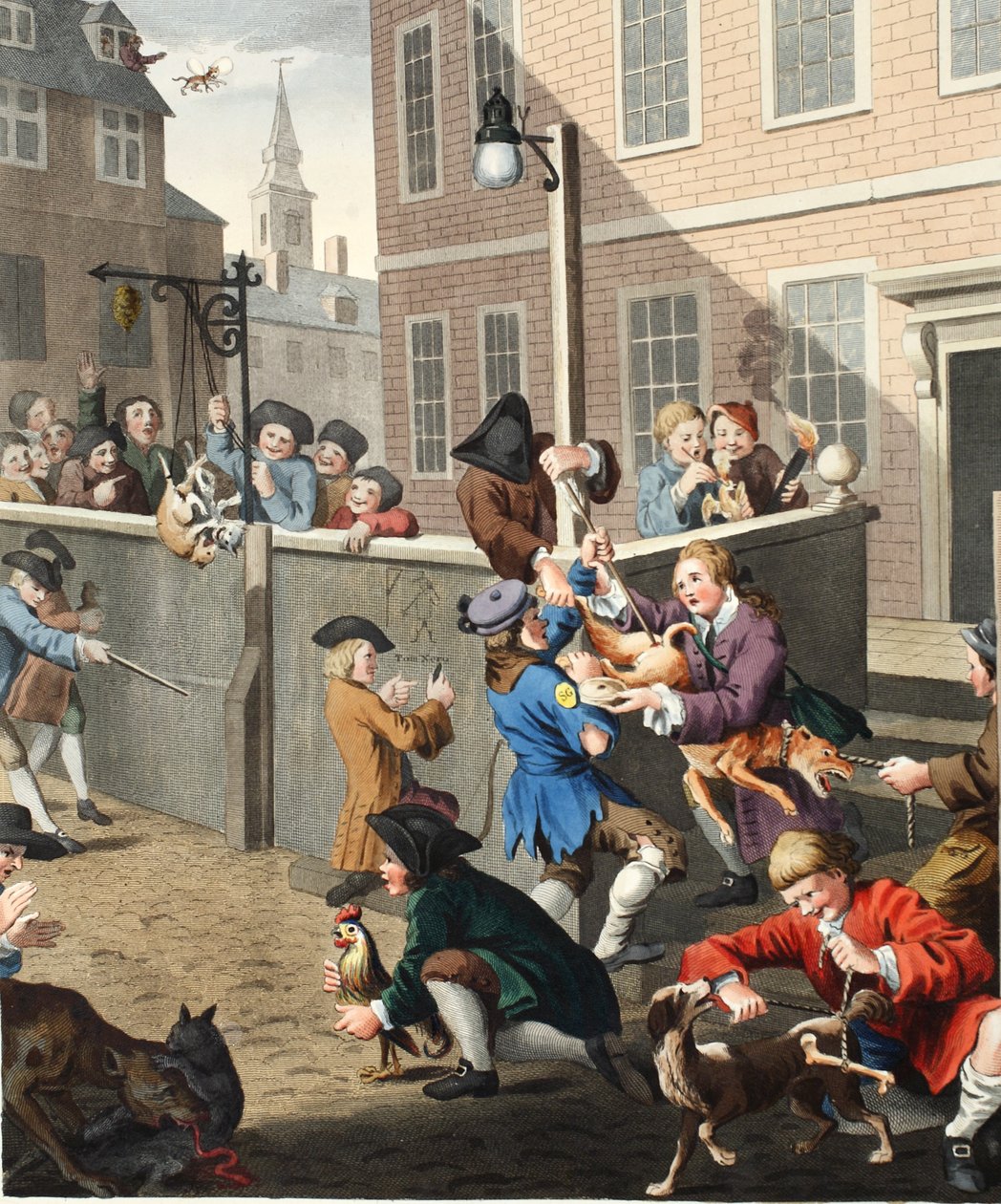 Primeira Etapa da Crueldade, ilustração de "Hogarth Restored": As obras inteiras do célebre William Hogarth, re-gravadas por Thomas Cook