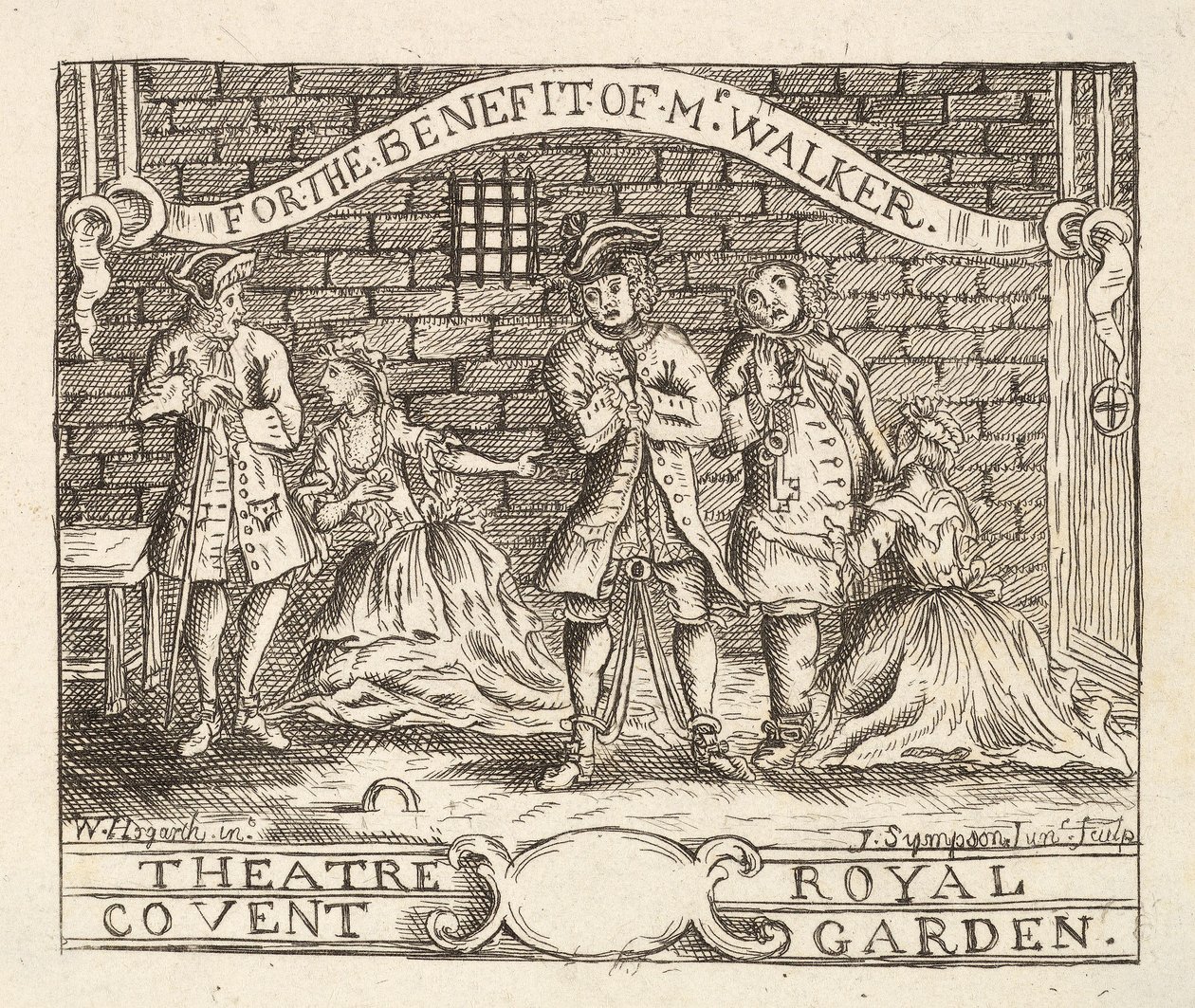 Para o benefício do Sr. Walker, teatro real, Covent Garden, bar. 1822 de William Hogarth