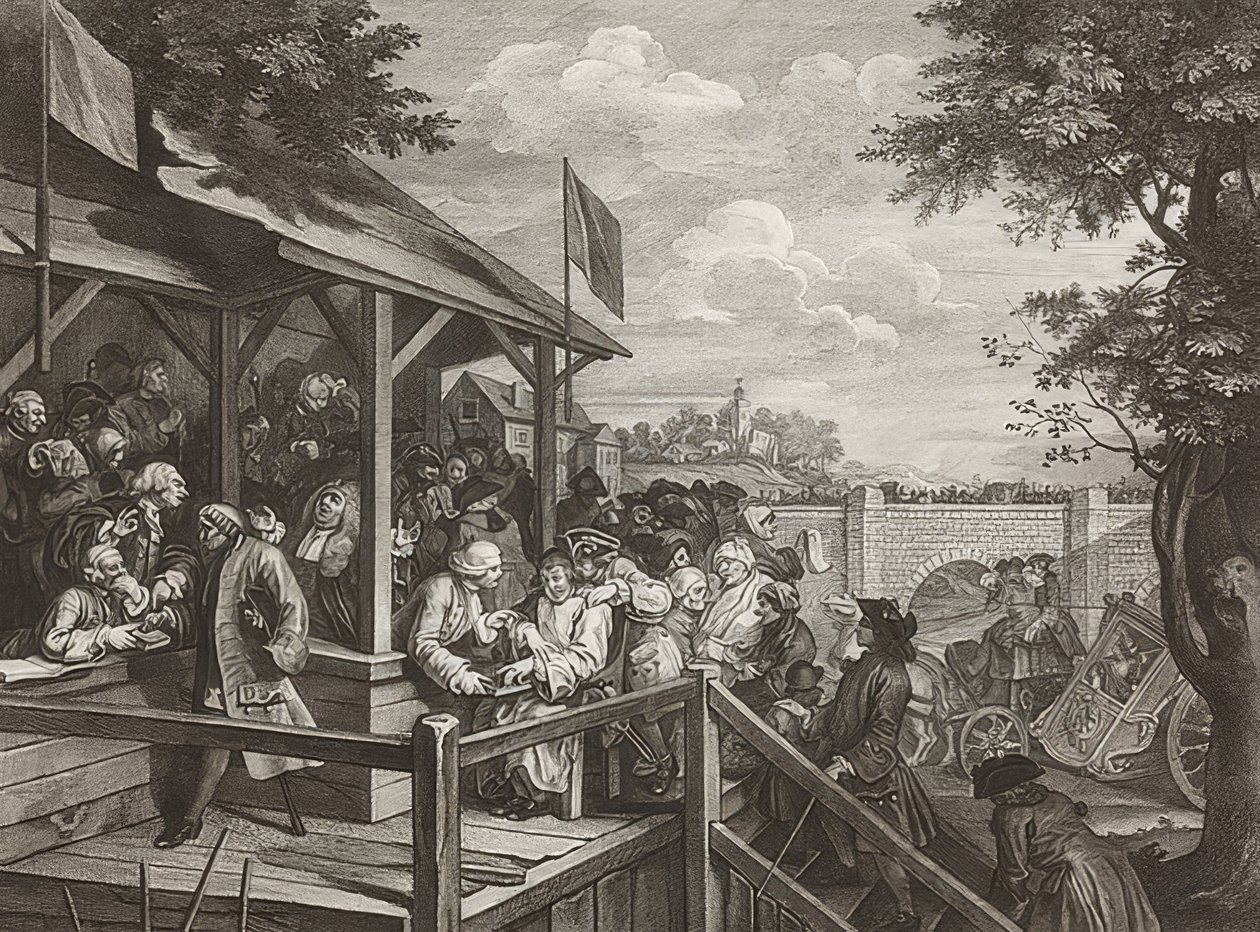 Quatro impressões de uma eleição. Folha 3: A votação. 1758 de William Hogarth