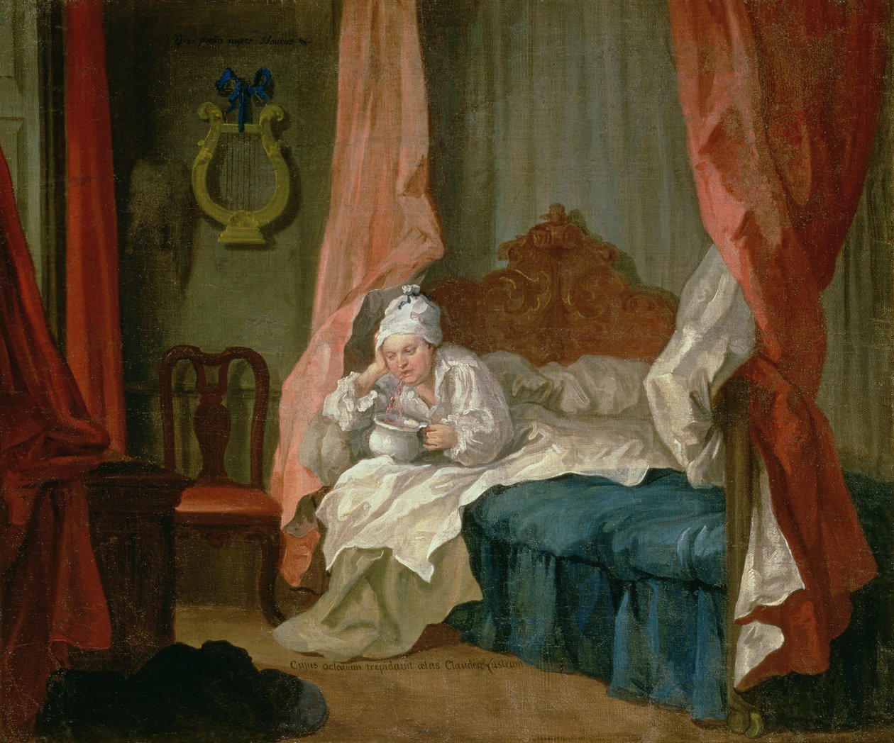 Francis Matthew Schutz em sua cama, c.1755-60 de William Hogarth