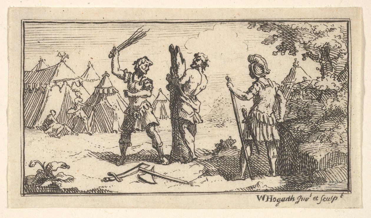 Fustigatio John Beaver, Castigos Militares Romanos, 1725, após 1725. de William Hogarth