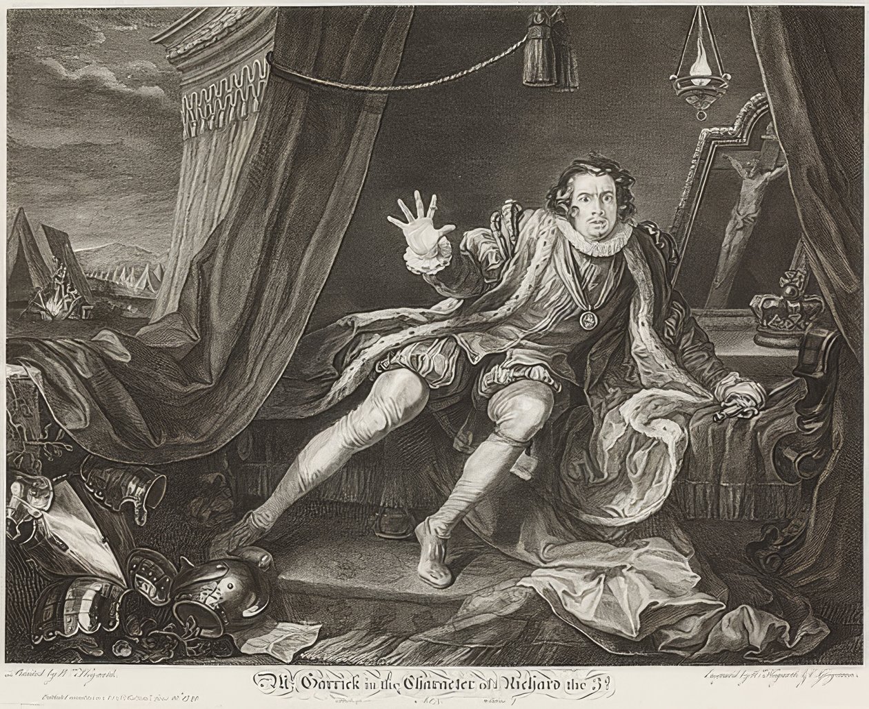 Garrick no personagem de Richard III - Garrick no der Rolle Richards III .. 1746 de William Hogarth