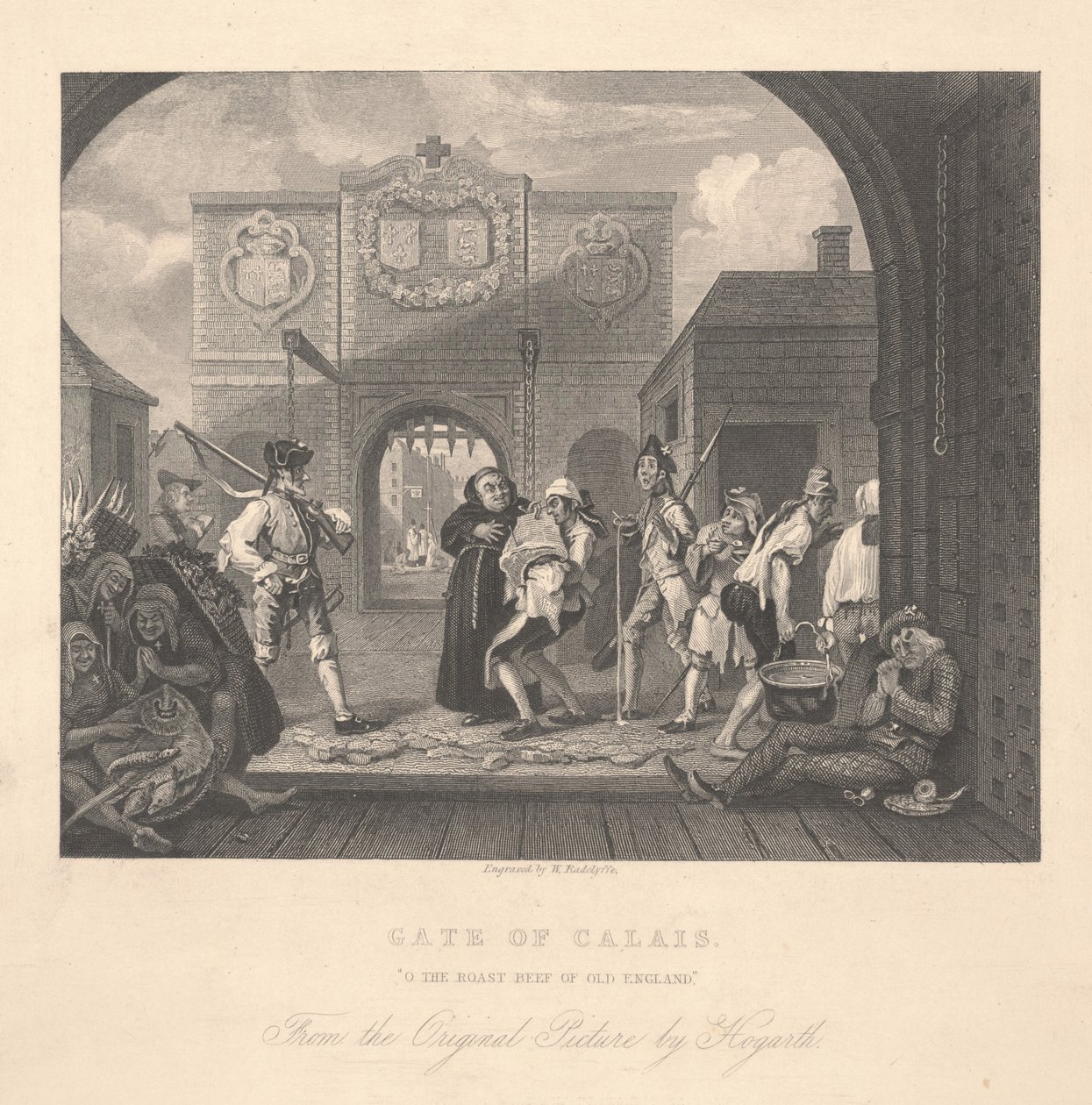 Portão de Calais, gravado por William Radclyffe (1783-1855) de William Hogarth