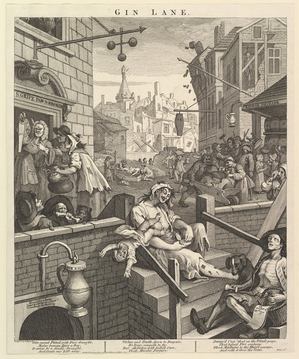 Gin Lane, 1 de fevereiro de 1751. de William Hogarth
