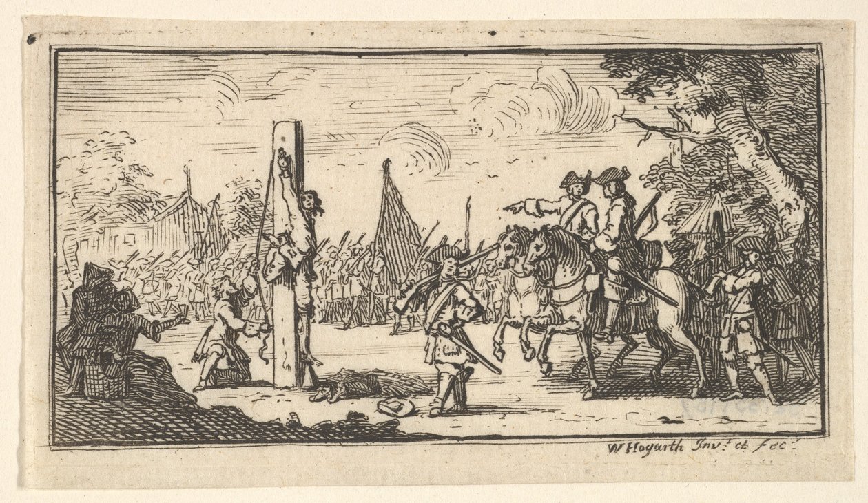 Pendurado pelos polegares Punições militares modernas, depois de 1725. de William Hogarth