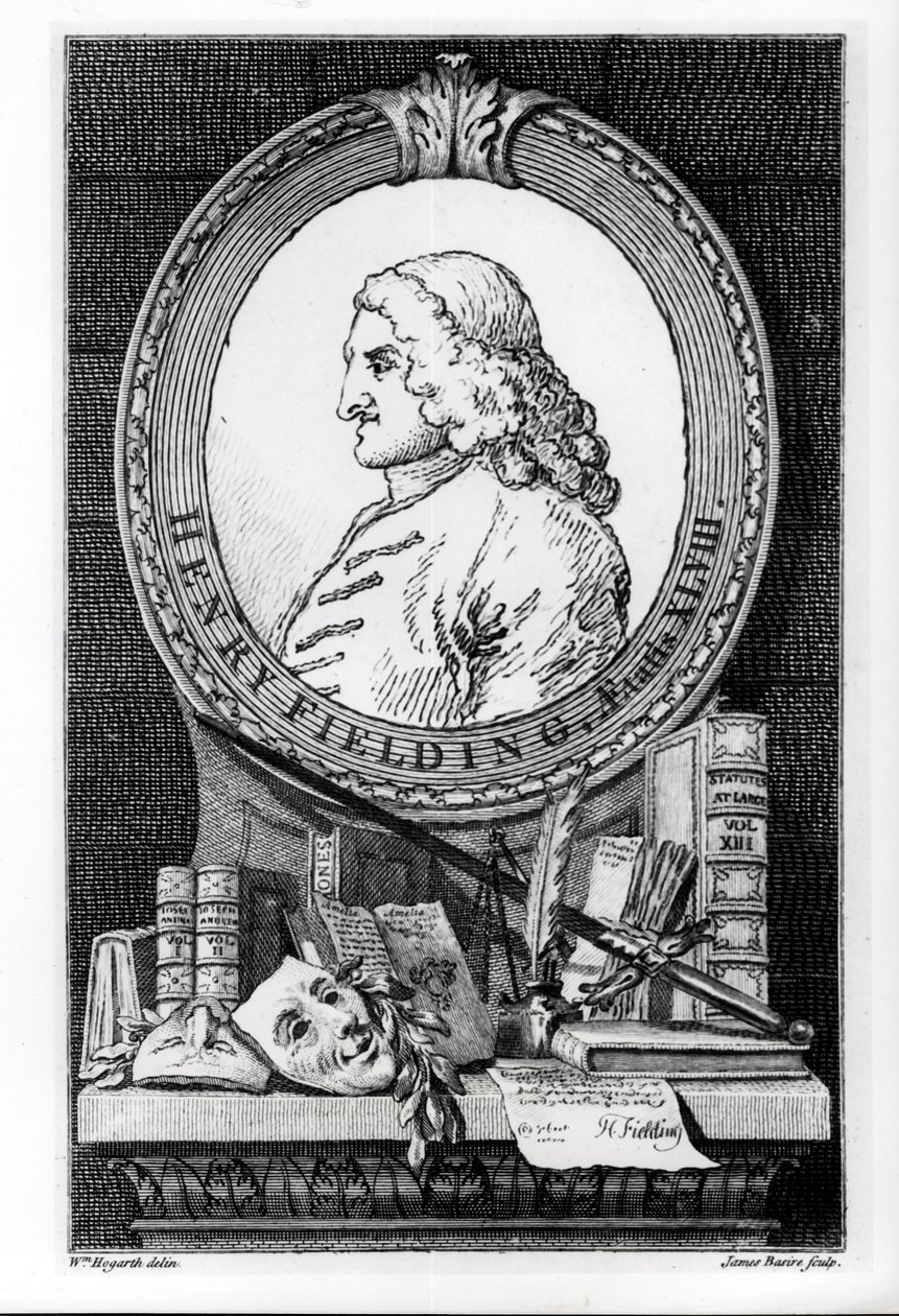 Henry Fielding (1707-54) na idade de quarenta e oito anos, gravado por James Basire de William Hogarth