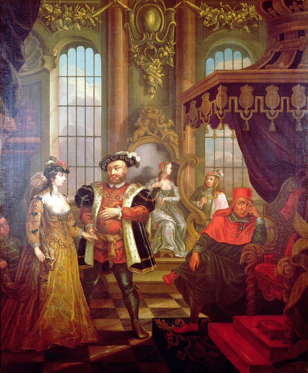 Henrique VIII (1491-1547) apresenta Ana Bolena ao tribunal (ver também 67103) de William Hogarth