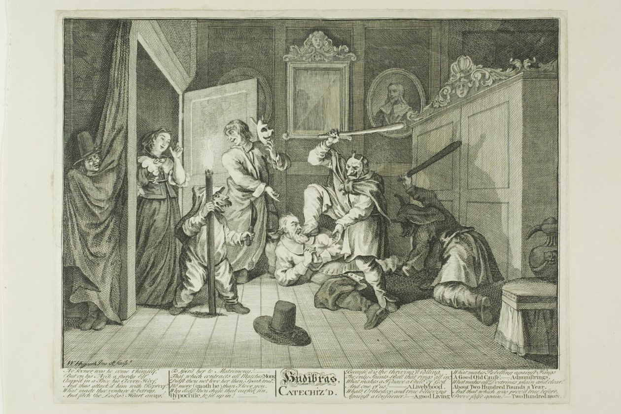 Hudibras Catequizado, prato nove de Hudibras de William Hogarth