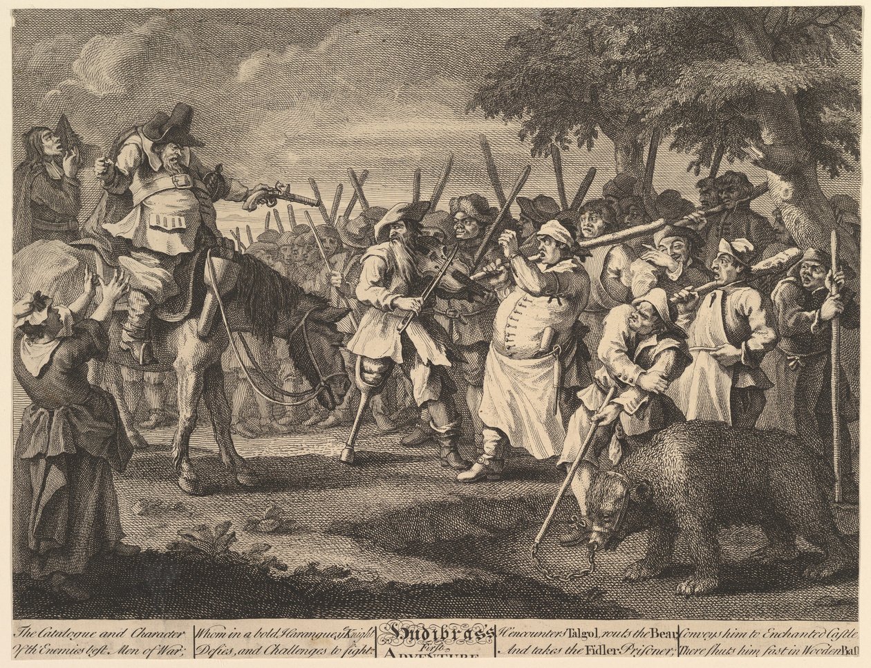 Primeira Aventura de Hudibras Doze Grandes Ilustrações para Samuel Butlers Hudi ..., fevereiro de 1725-26. de William Hogarth