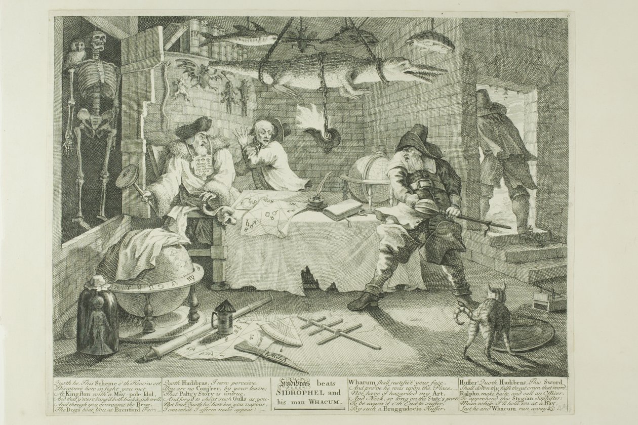 Hudibras e Sidrophel, prato oito de Hudibras de William Hogarth