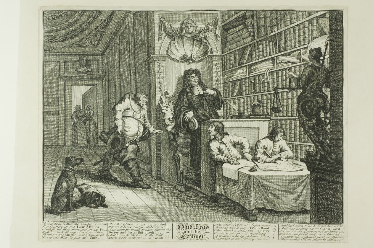 Hudibras e o advogado, placa doze de Hudibras de William Hogarth
