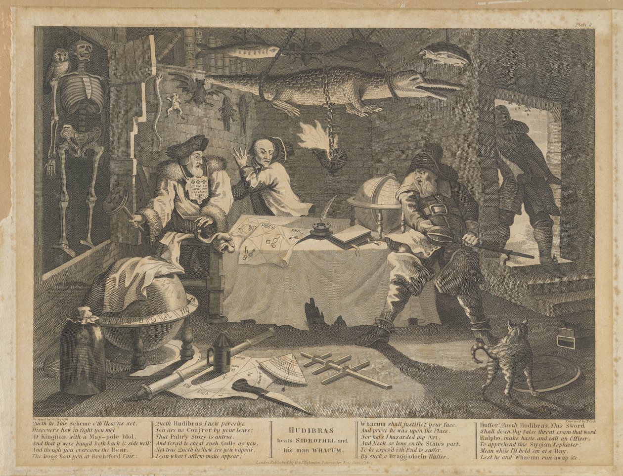 Hudibras vence Sidrophel e seu homem Whacum de William Hogarth