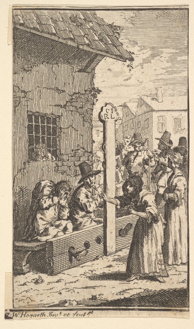 Hudibras na tribulação Dezessete pequenas ilustrações para Samuel Butlers Hudibras, no ..., 1721-26. de William Hogarth