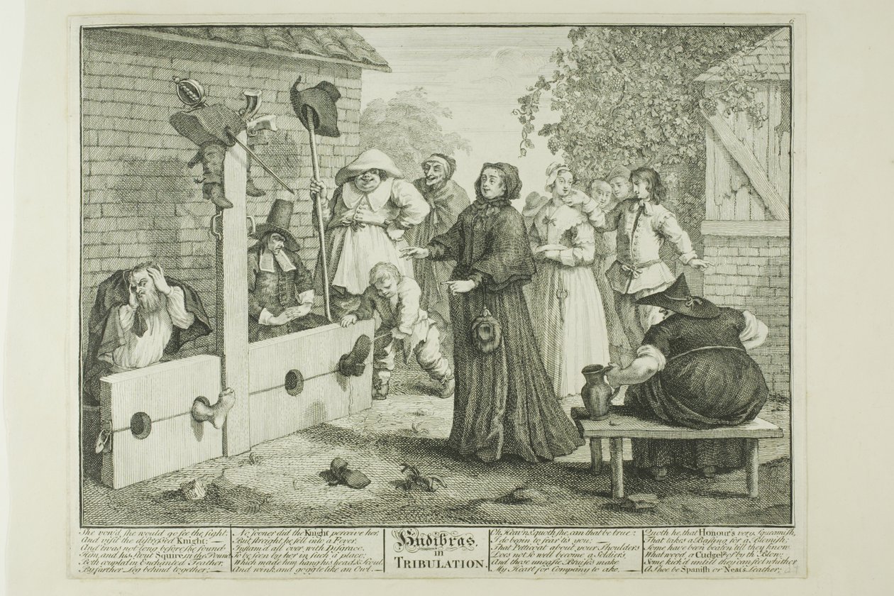 Hudibras em Tribulação, placa seis de Hudibras de William Hogarth