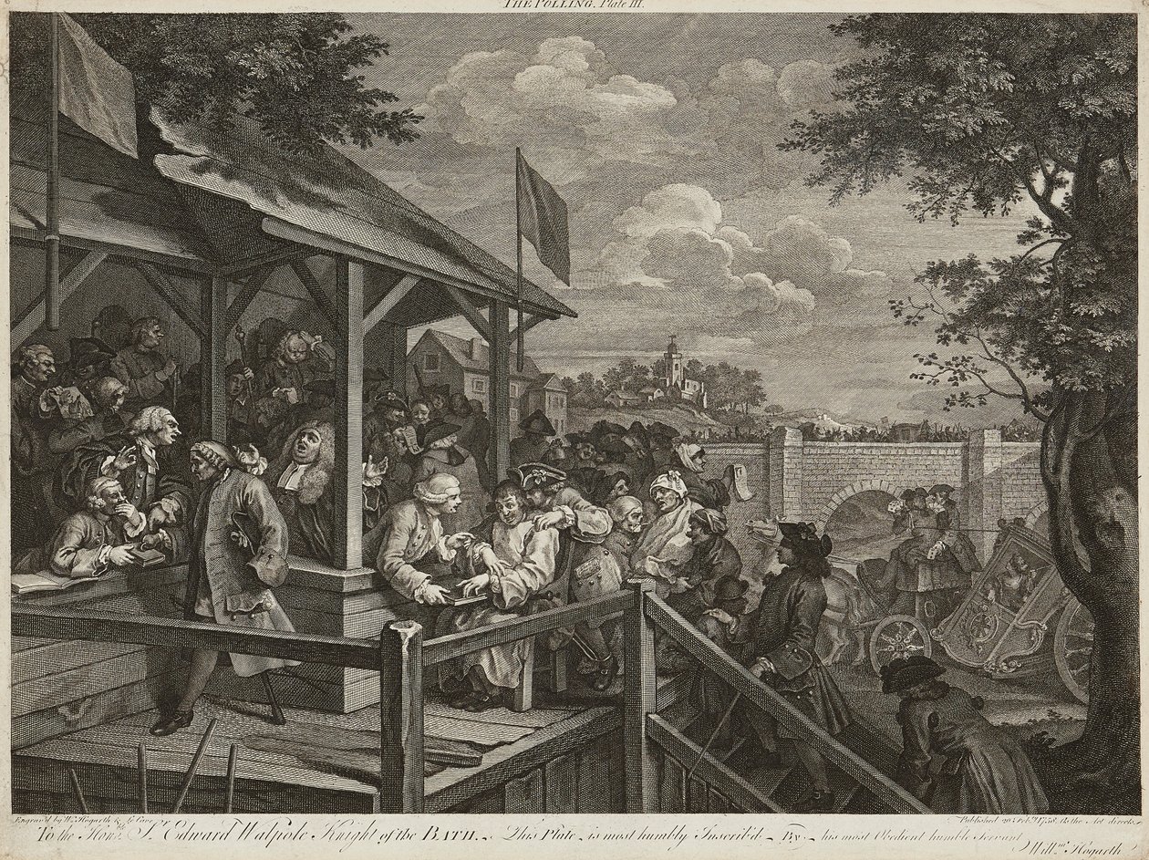 Humores de uma eleição (conjunto de quatro) (gravura) de William Hogarth