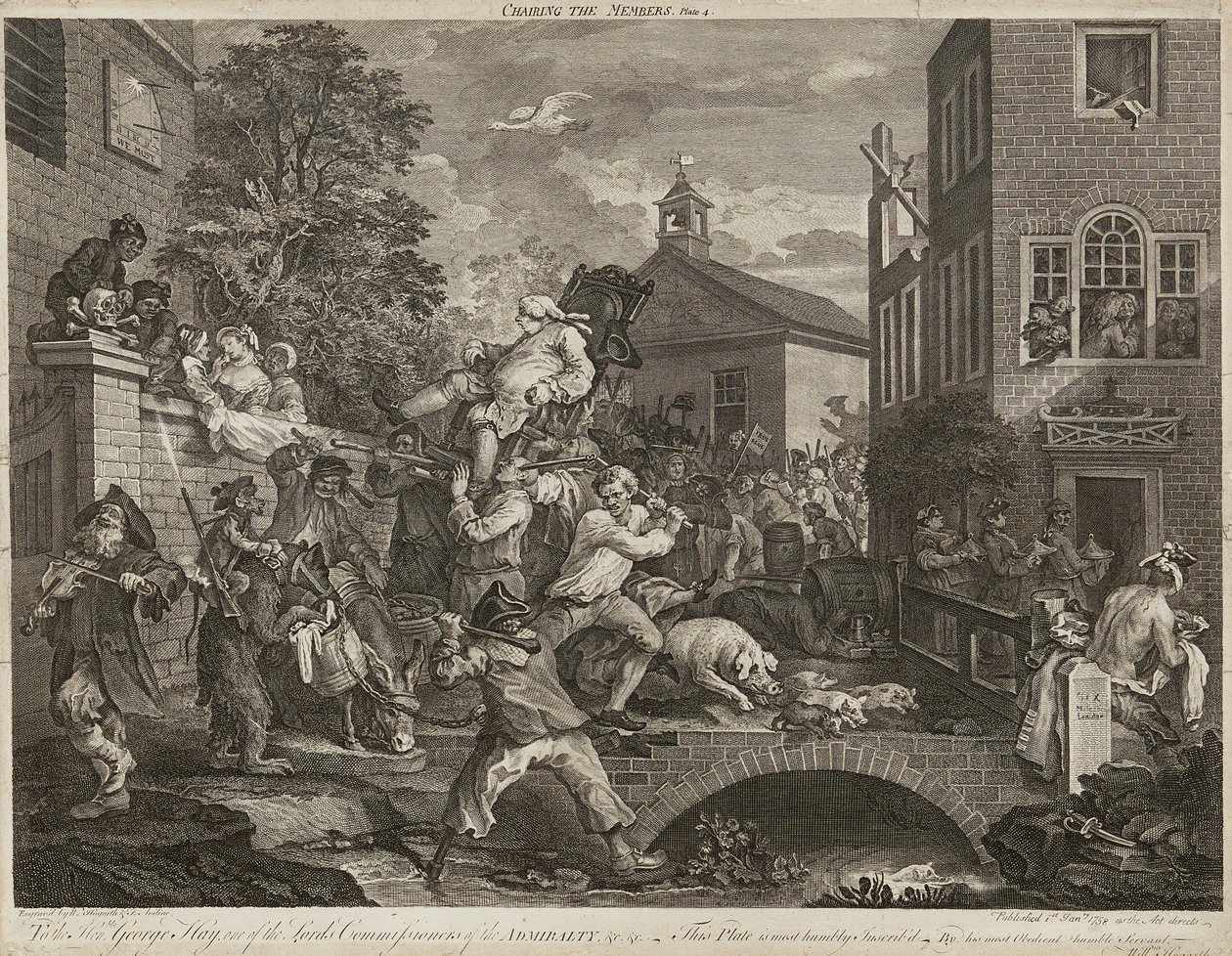 Humores de uma eleição (conjunto de quatro) (gravura) de William Hogarth