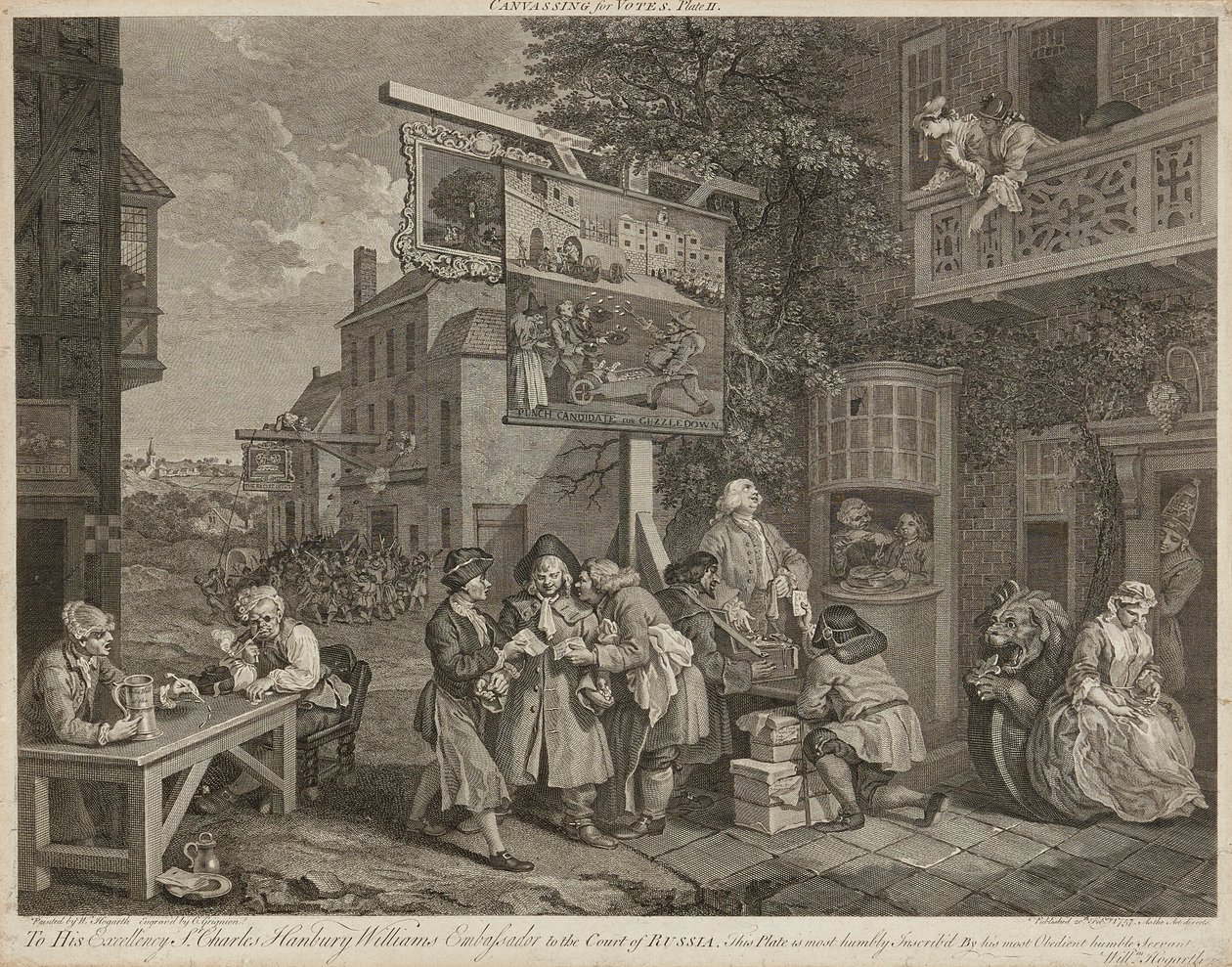 Humores de uma eleição (conjunto de quatro) (gravura) de William Hogarth