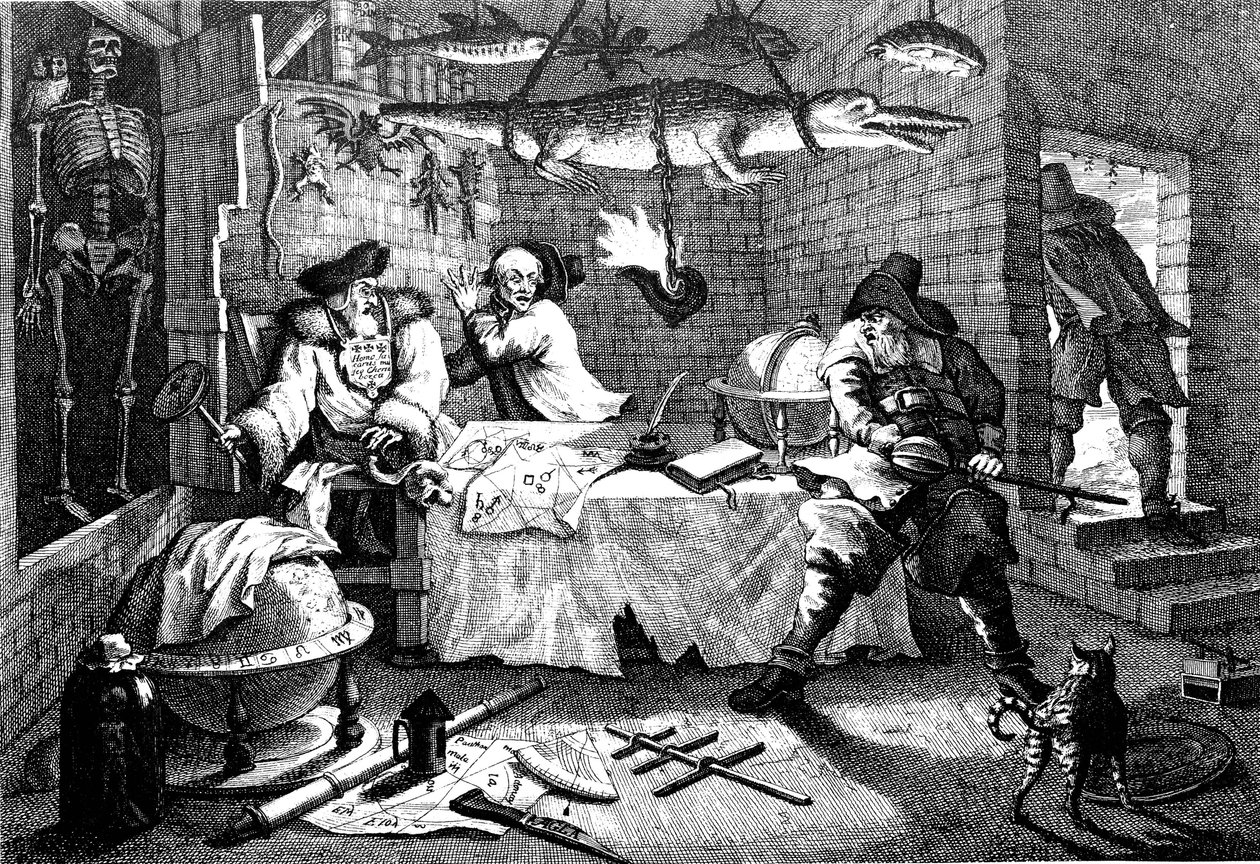 Ilustração do poema Hudibras, de Samuel Butler, 1726. de William Hogarth