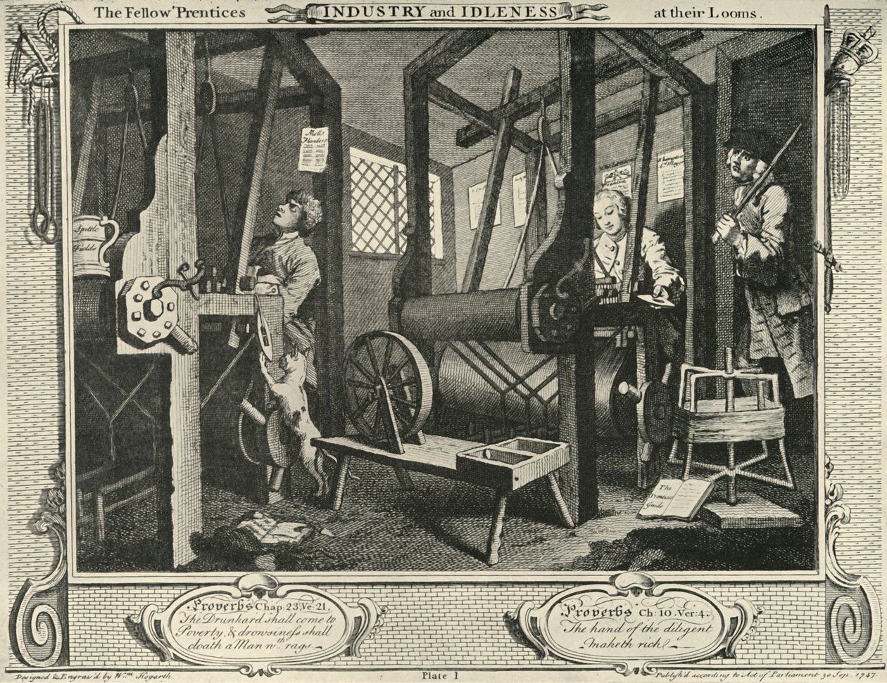 Interior de uma oficina de tecelões, 1747, 1925. de William Hogarth