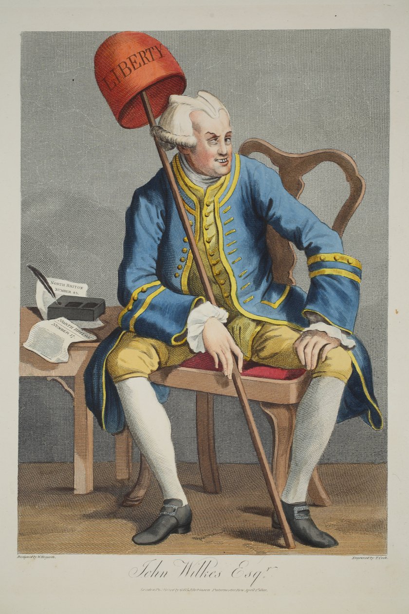 John Wilkes Esq., Ilustração de &39;Hogarth restaurado: todo obras do célebre William Hogarth, re-gravado por Thomas Cook&39;, pub. 1812 (gravura colorida à mão) de William Hogarth