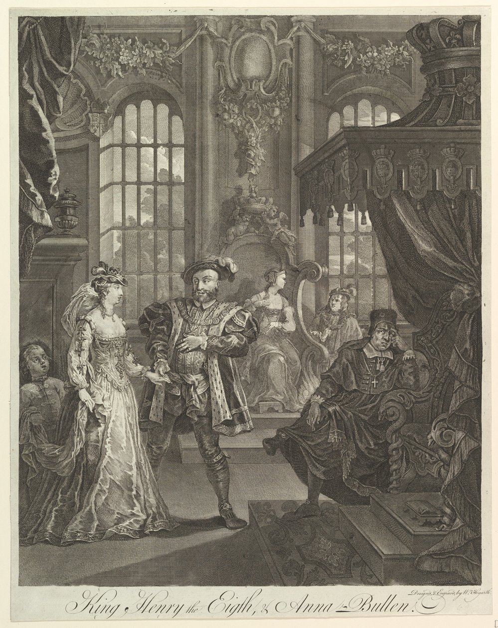 Rei Henrique Oitavo e Anna Bullen, ca. 1728 de William Hogarth
