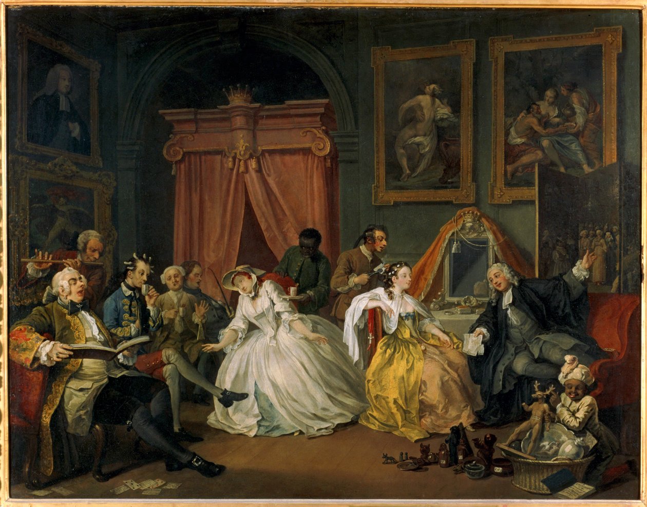 Casamento à la mode: 4. A Toilette ... (óleo sobre tela) de William Hogarth
