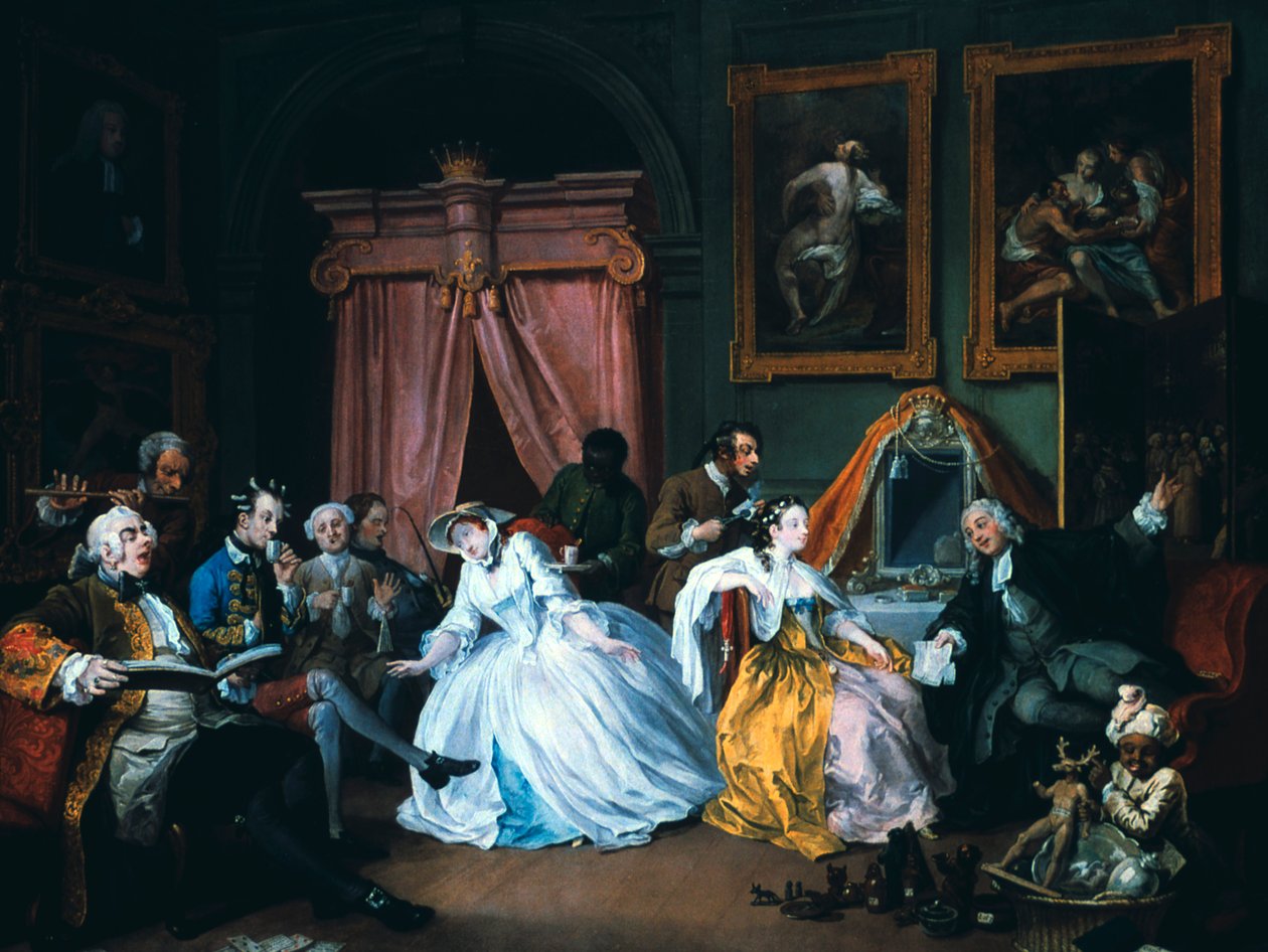 Moda de casamento: 4. O banheiro, 1743 de William Hogarth